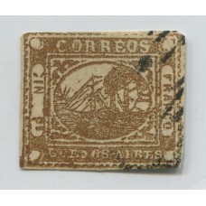 ARGENTINA 1858 GJ 10 BARQUITO ESTAMPILLA CON AMPLIOS MARGENES, HERMOSA Y DE LUJO U$ 330